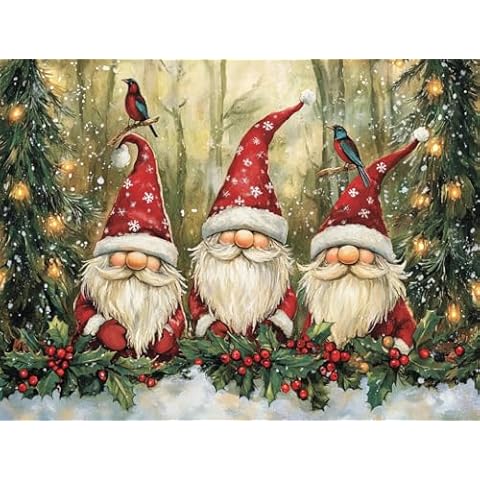 Ginfonr DIY 5D Diamond Art Kits for Adults, Christmas Diamond Painting for Adults, Diamond Art Gnomes Full Drill, Diamond Art Kits Embroidery Rhinestone Craft for Home Wall Decor 12 * 16 Inch8188 Cover
