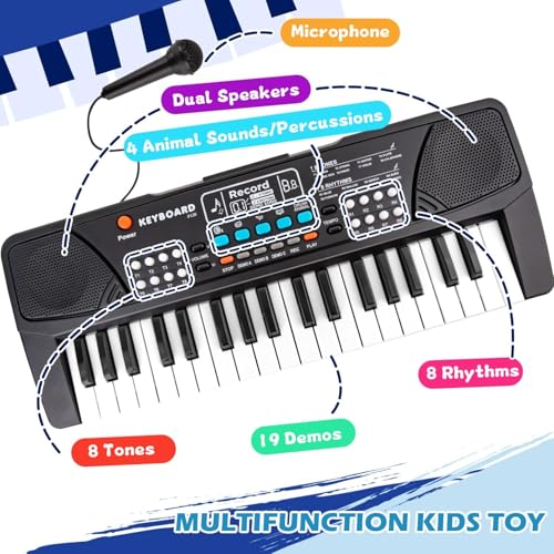 Clavier Piano Enfant 37 Touches Pianos avec Microphone Jouet Musical Portable pour Enfants 3 4 5 Ans Garçons Filles Cadeau Noël Anniversaire – vue 6