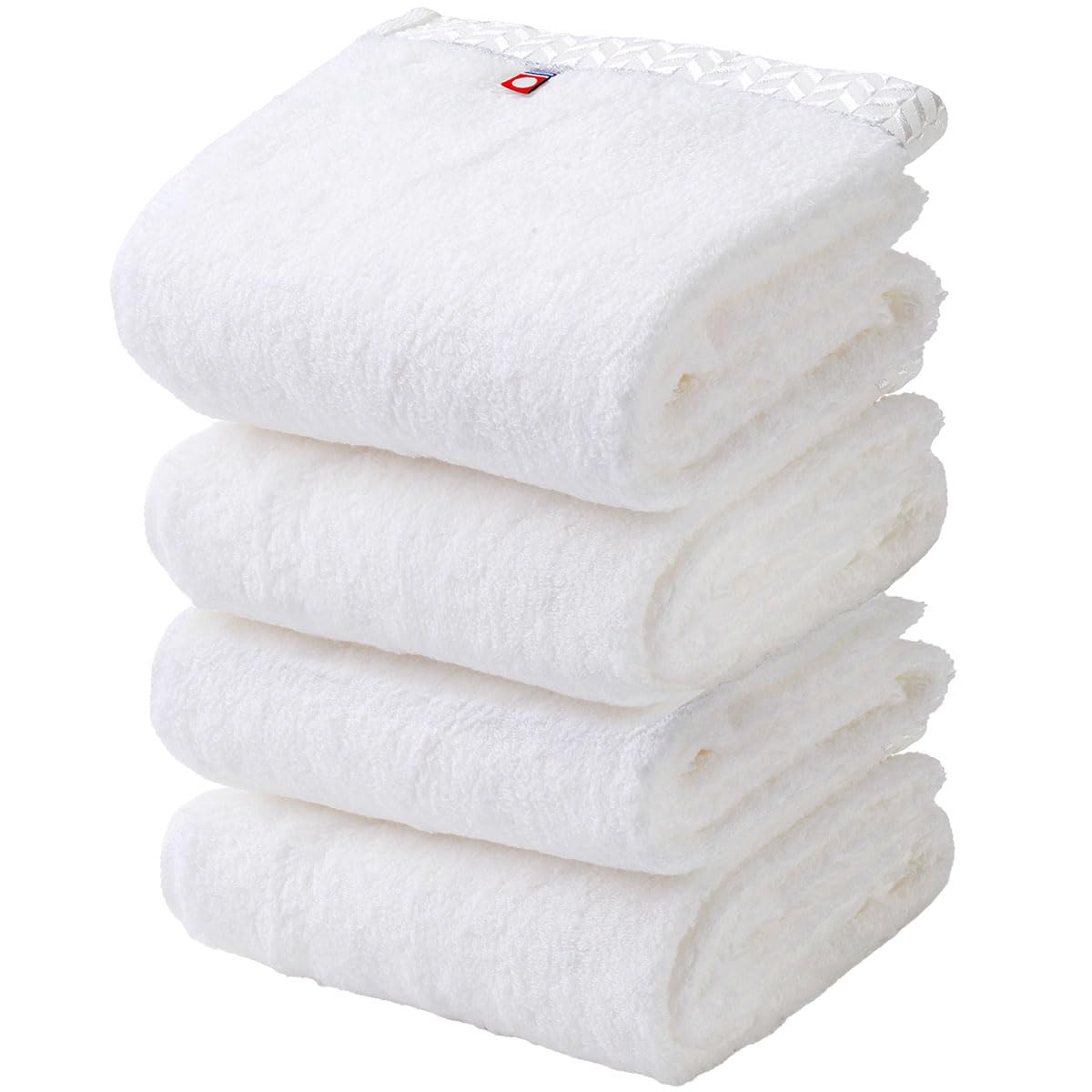 Imabari Long Face Towel, 100% Cotton, Set of 4, Long Pile, Loose Twisted Yarn, Ultra Thick, Hair Dry Towel, Big Face Towel, Long, Fluffy, Quick Drying, Instant Absorption, Made in Japan, White