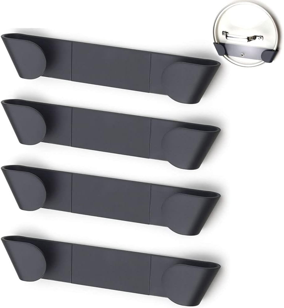 AGGICE Pot Lid Organizer for Door, 4pcs Pan Lid Holder Wall Mount, Plastic