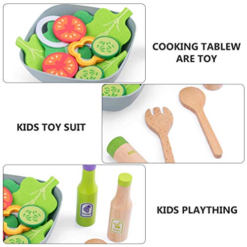 NUOBESTY Conjunto de Brinquedos de Fingir de Cozinha de Madeira Corte de Comida Jogo de Brinquedos C