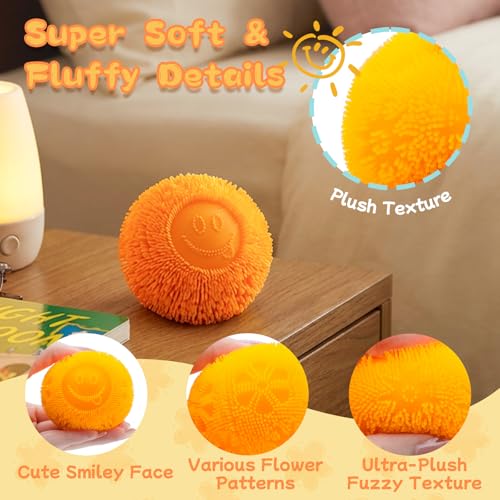 Smile Face Fuzz Stress Ball - Soft Squishy Fidget Toy for Anxiety Relief, Squish Sensory Fidget Toy, Soft Squishy Ball for Kids Adults ADHD Autism - Image 7