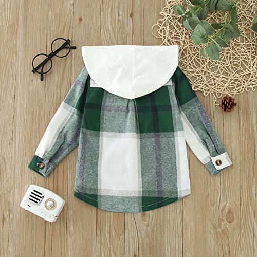 Toddler Kids Boys Girls Flannel Hooded Plaid Shirt Button Down Baby Pocketed Jacket Outwear Tops Baby Fall Clothes3
