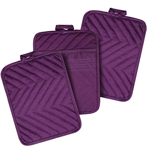 SAUCE ZHAN Potholders with Pockets7x9 Sets of 3 Kitchen Oven Pot Holders CollectionHeat Resistant Coaster Oven Mitts Machine Washable Trivet Hot Pads Gloves for Cooking Baking BBQ