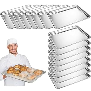 Zhehao 16 Pack Half Size Baking Sheet Pan 18 x 13 Inch Aluminum Commercial Cookie Baking Sheet Pans Half Sheet Pan Rimmed Baking Pans for Oven Safe Business Party Bakery Baking Roasting Tray Pan