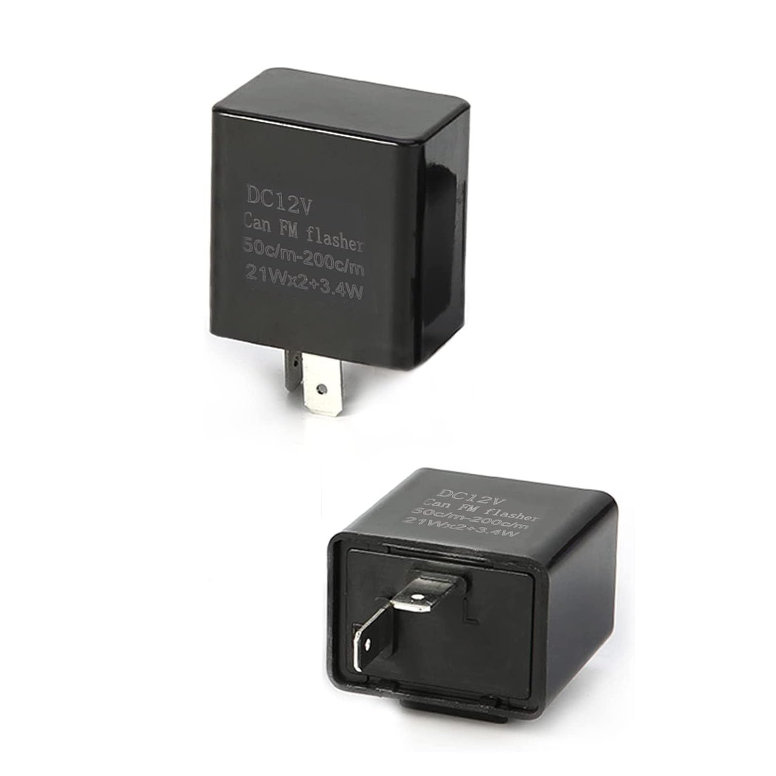 Pack-2 Adjustable 2 Pin LED Electronic Flasher Relay, 12V Automotive Replacement Flashers for Most Cars (Black)