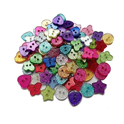 Pack of 50 Assorted Glitter Buttons Cover