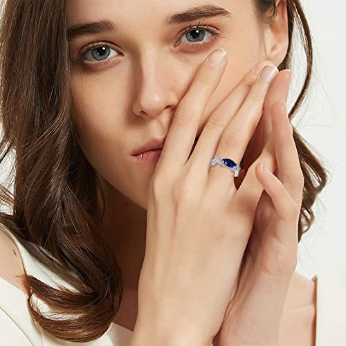 Ladies Gemstone Engagement Rings Inlaid Zircon Twisted Promise Rings Crisscross Dainty Jewelry (Blue, 7)2