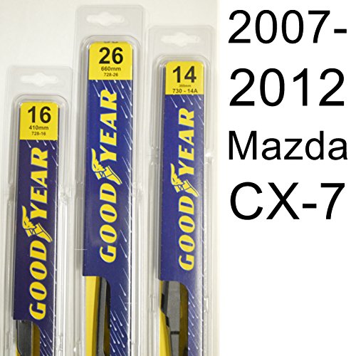 Mazda CX-7 (2007-2012) Wiper Blade Kit - Set Includes 26" (Driver Side), 16" (Passenger Side) , 14A" (Rear Blade) (3 Blades Total)