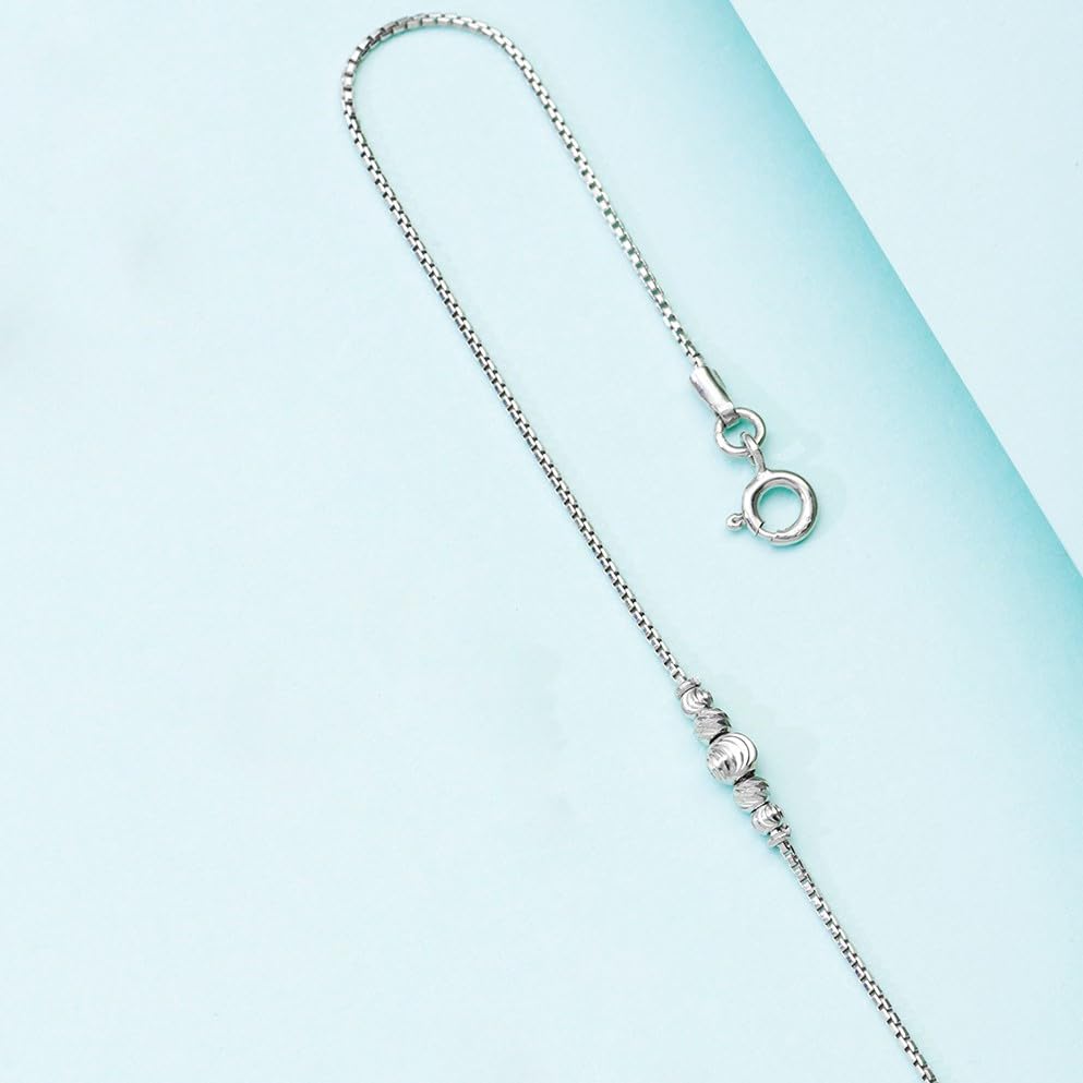 Image of ZAVYA 925 Sterling Silver Chain Look Anklet | Plated Precious Gift Ideas-Women Chain Anklet | With Certificate of Authenticity and 925 Hallmark