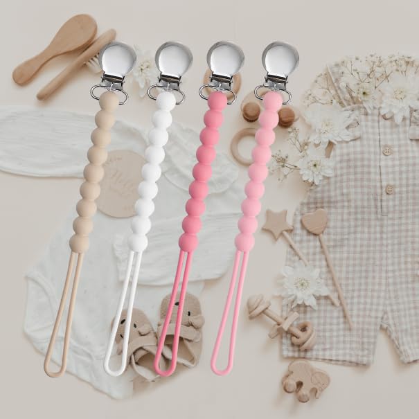 Miniatura 5 de Clip para chupete para niños y niñas, paquete de 4 soportes para chupete de bebé para regalo de ducha, regalo de cumpleaños