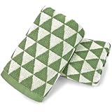 Jacquotha Green Hand Towels for Kitchen & Bathroom (Geometric Triangle), 2 Pack Soft Lightweight Cotton Towel 13x29 Inches, Retro & Farmhouse