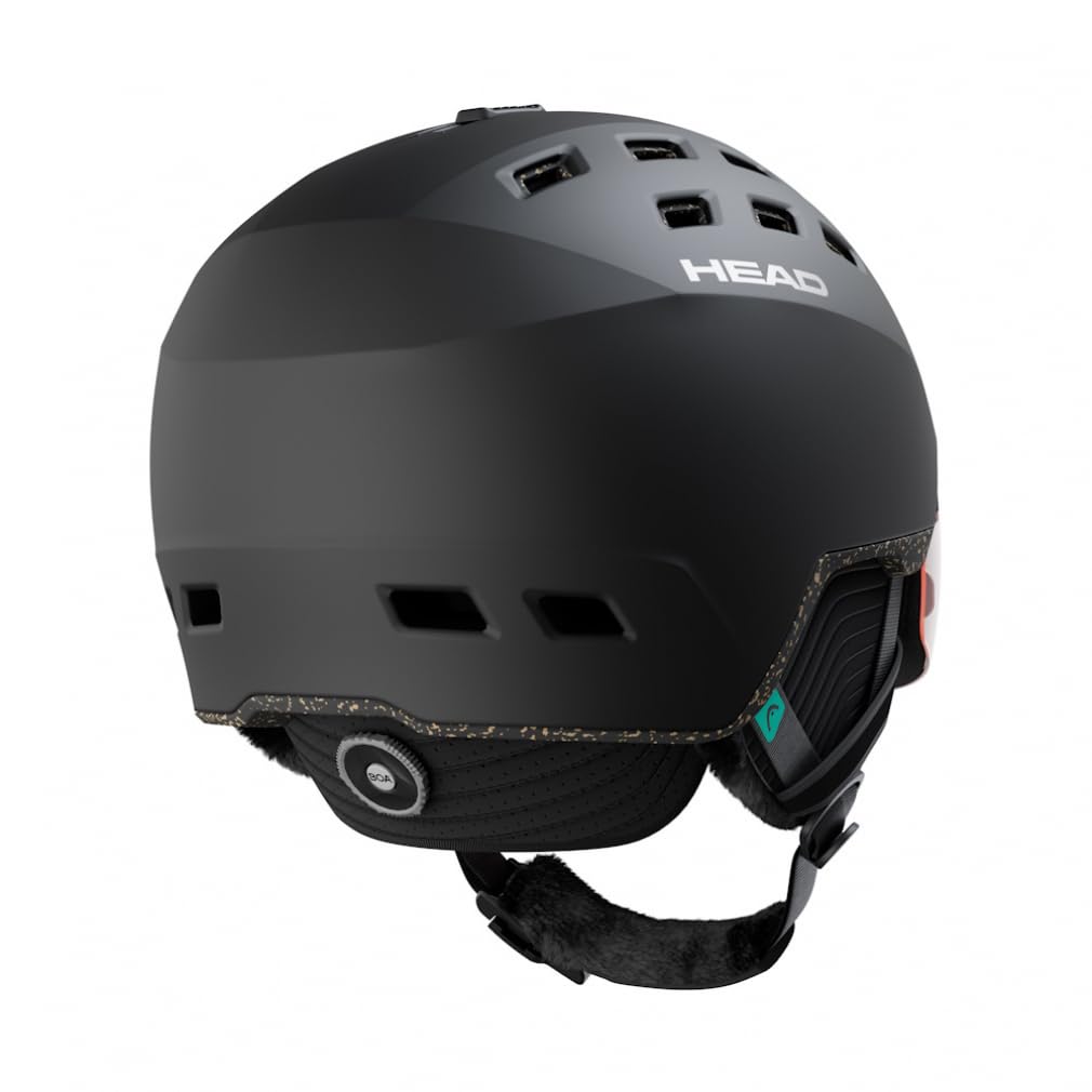 HEAD Radar Rethink Durable Breathable Comfortable Sphere & BOA Fit System Winter Sports Snowboarding & Ski Helmet with Removable Ear Covers, Black, XL/XXL