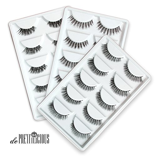 BIG SALES! de Prettilicious 15-PAIR (3 Different style) Natural False Eyelashes Set. Best gift for her, perfect for Thanksgiving and Christmas presents. 100% Risk Free Guarantee.