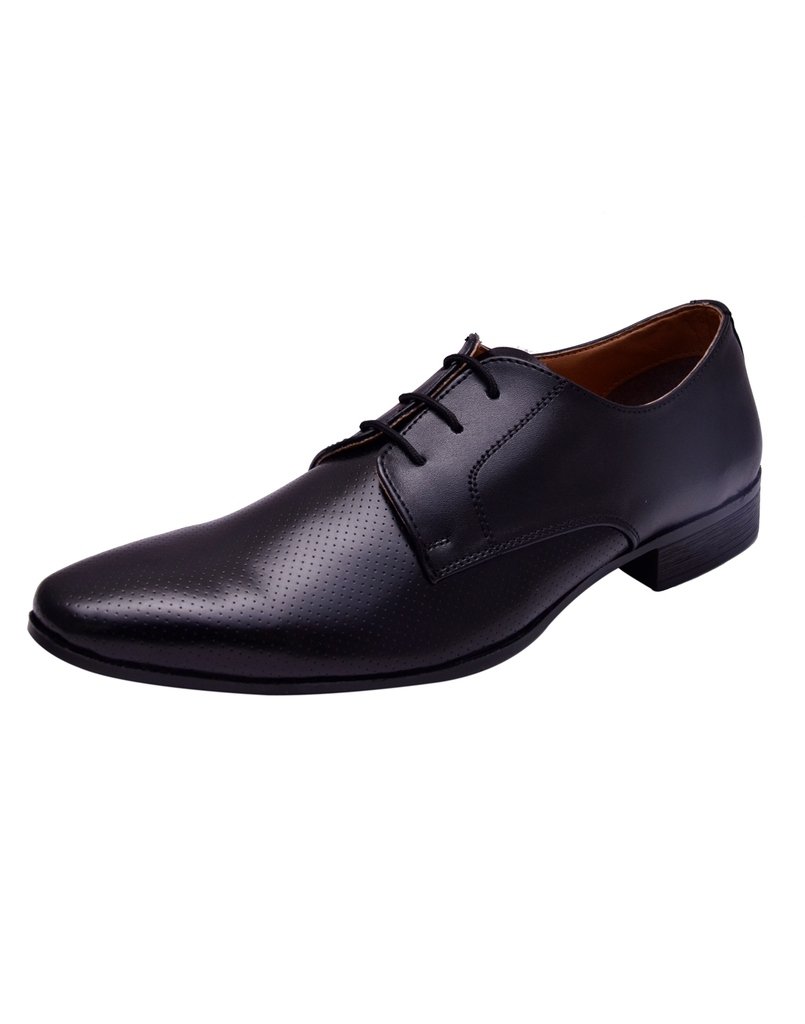 HiREL'SMen Black Office Wear Derby Formal Shoes
