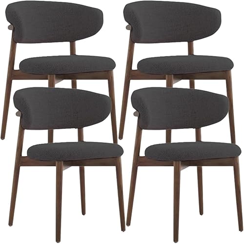 Miniatura 25 de YVYKFZD Juego de sillas de comedor, sillas de cocina de madera maciza, silla de comedor tapizada con respaldo curvo, silla de sala de estar sin