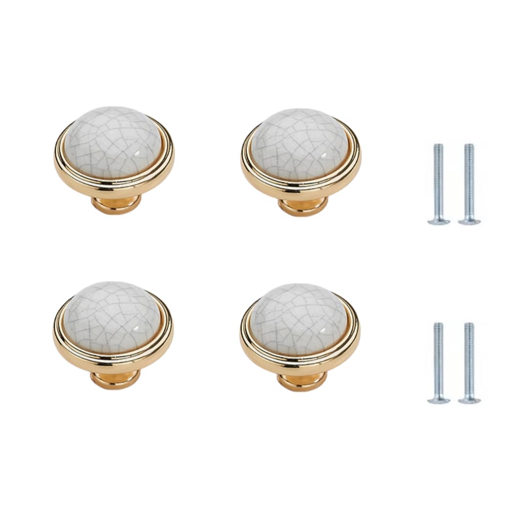 LQZAXSRDR Ceramic Cupboard Drawer Handle Knobs, Zinc Alloy Ceramic Cabinet Door Knobs Gold Single Hole 96mm 128mm(36.1 * 36.1 * 31mm)