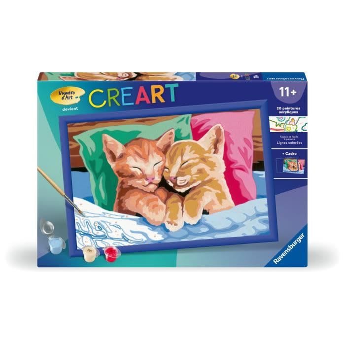 Ravensburger CreArt Kids 31 x 21 cm – Kunstnummer – Schlafende Kätzchen – Malset nach Zahlen – ab 11 Jahren – 25998