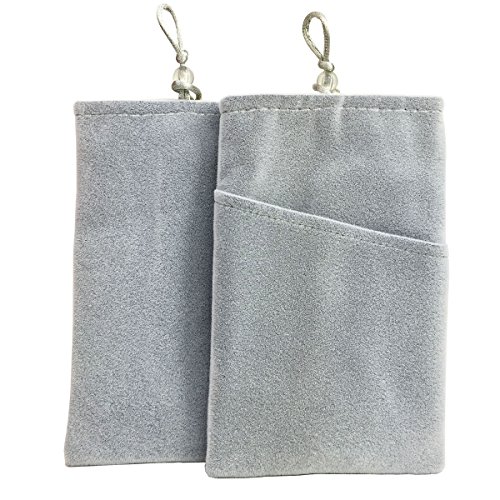 SOSAM 2Xpack Microfiber Sleeve Pouch Cover Case Pouch for iPhone 5 5S /iPhone 6 6plus, Samsung HTC ONE/BlackBerry Z10 Mini Wallet Purse Hand Bag Cloth Coin Cell Phone Bag Mobile Pouch (Grey)