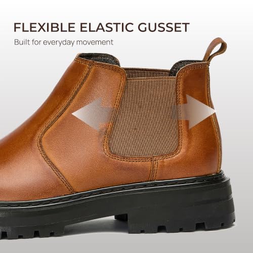 Image of Holy dove Men's Wide Toe Box Platform Chelsea Boots Slip-On Casual Ankle Dress Boot