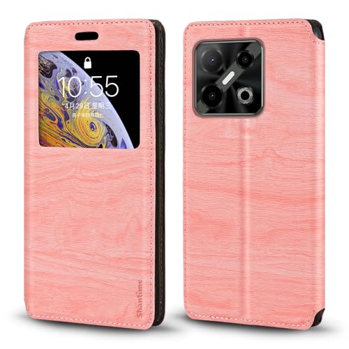 Custodia Flip con Finestra Compatibile con Doogee Blade GT Pro Display Visibile Chiusura Magnetica Invisibile e Slot CartaRosa pelle