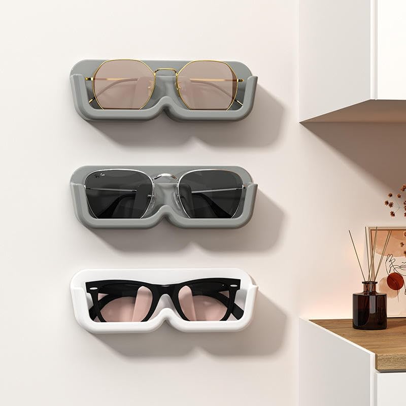 VIVITO Wall Mounted Sunglasses & Eyeglasses Holder | No-Drill Adhesive Glasses Storage Rack | Durable Plastic Eyewear Organizer for Home, Bedroom,...