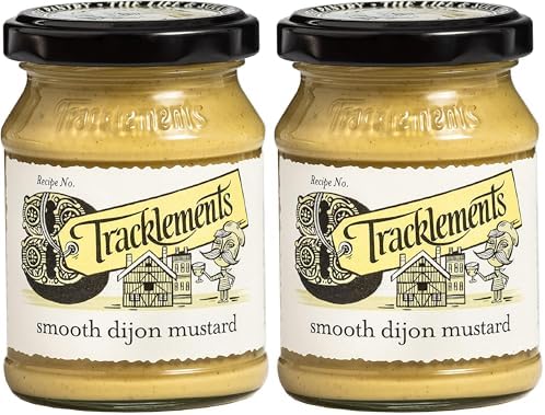Tracklements Smooth Dijon Mustard, The Ideal Condiment for Steaks and Pork Ribs or Partnered with Wraps and Mini Croque, Vegetarian and Vegan Friendly, 140g Jar (Pack of 2)
