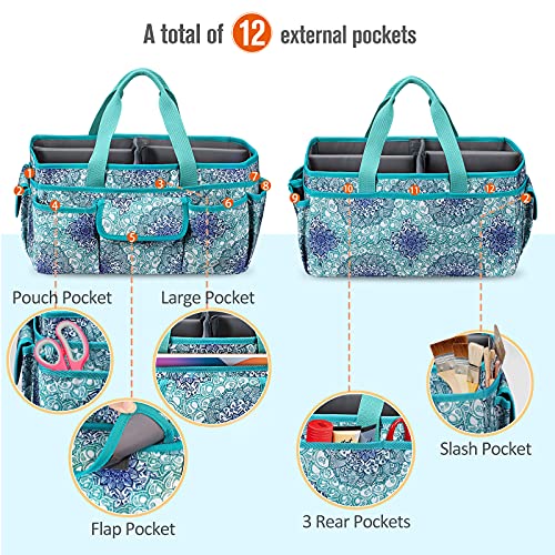 FINPAC-Large-Craft-Storage-Tote-Bag-with-Multiple-Pockets-Scrapbooking-Carrying-Case-Storage-Caddy-with-Handle-for-Sewing-Art-Desktop-Baby-Care-Supplies-Emerald-Illusions FINPAC-Large-Craft-Storage-Tote-Bag-with-Multiple-Pockets-Scrapbooking-Carrying-Case-Storage-Caddy-with-Handle-for-Sewing-Art-Desktop-Baby-Care-Supplies-Emerald-Illusions