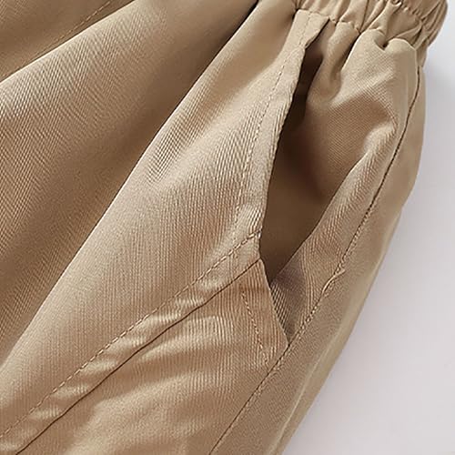 Cargo Pants for Boys Casual Solid Color Elastic Waist Fleece Trousers with Multi Pockets Soft Comfy Warm Pants 4-15Y4