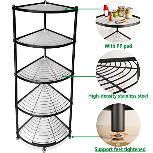 Magcolor 5-Tier Kitchen Corner Shelf Rack, Free Standing Pot Rack For Organizer Stainless Steel Cookware Stand #TOP2