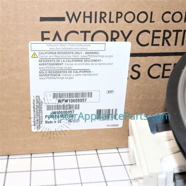 WPW10605057 Dishwasher Pump and Motor Assembly