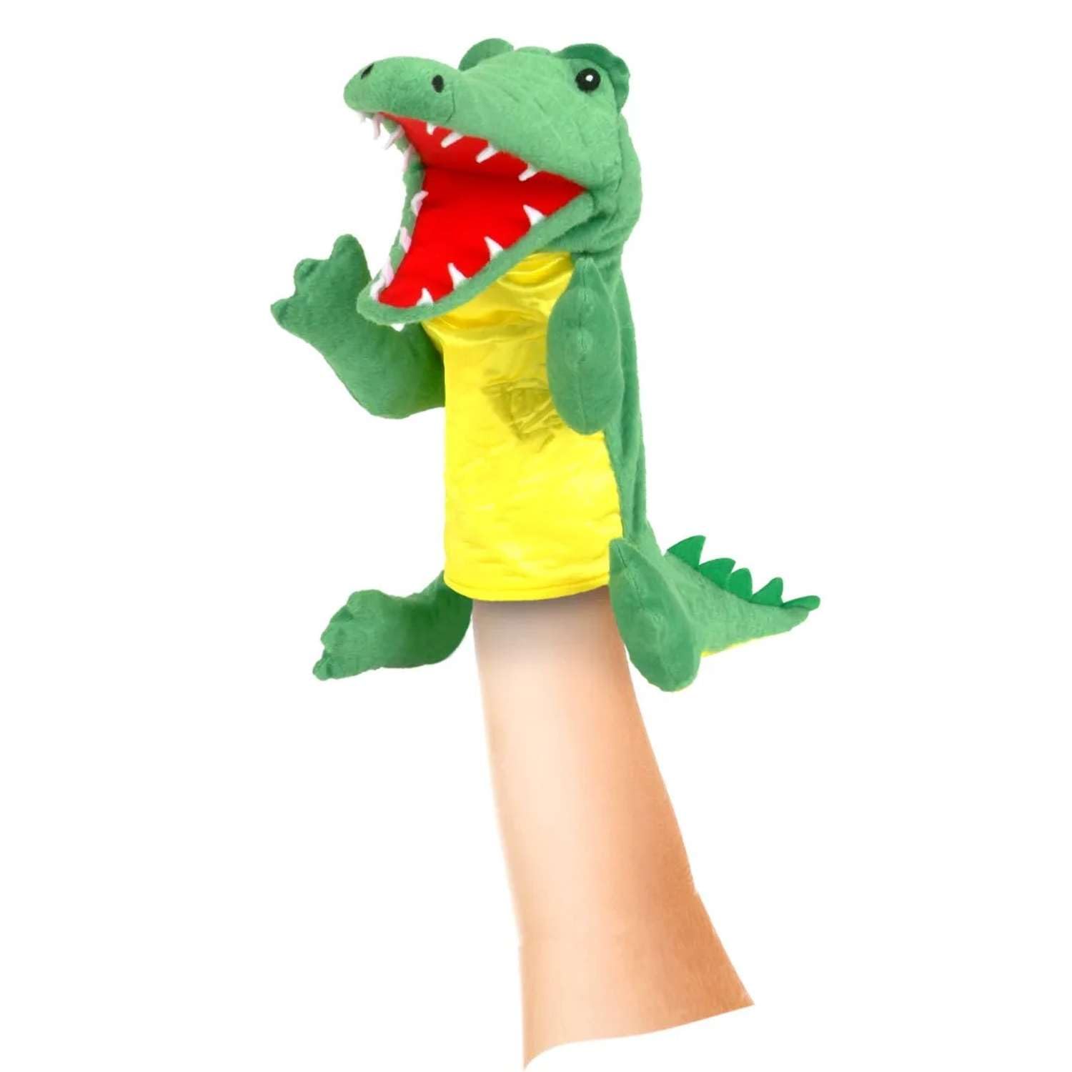 Crocodile Hand Puppet for Kids by Fiesta Crafts - Soft & Interactive Hand Puppet Toy with Moving Mouth & Arms for Role Play, Creativity & Sensory Skills Toys for 3-9 Year Old Boys & Girls โ image 1