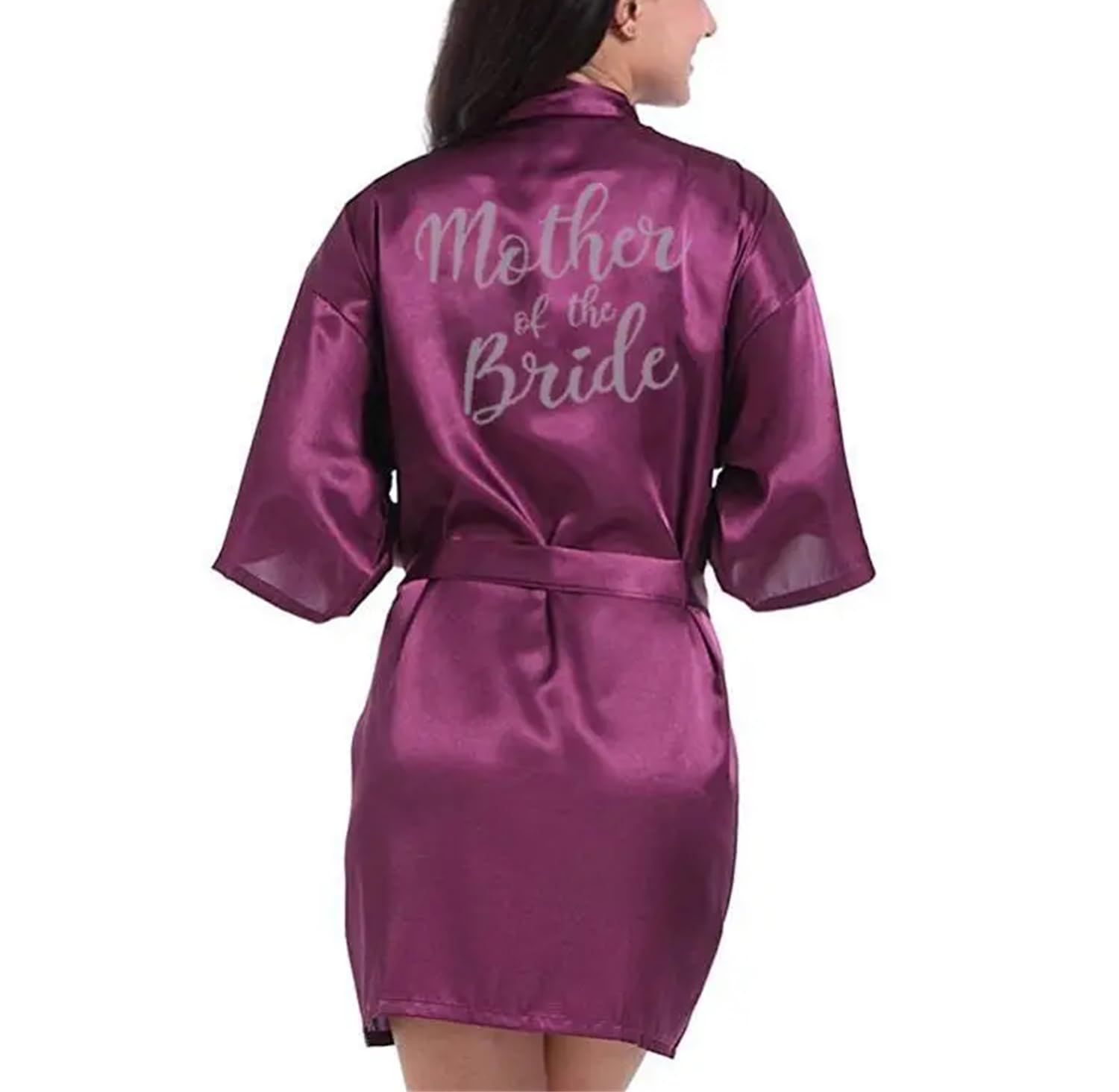 Yeuyyben Viola Robe Madre Dello Sposo Abiti Matrimonio Breve Sposa Kimono Damigella D'onore Raso Robe