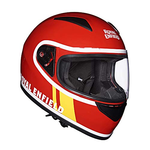 Image of Royal Enfield Full Face Helmet with clear Visor Red, Size: L(59-60cm)