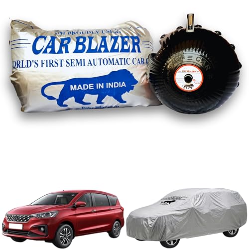 Image of CARBLAZER Portable & Semi-Automatic Full Body Car Covers: Heavy Duty Device| Anti-Theft| Dust & Scratch Proof | Water & Wind Resistant|Custom Fit| Dual-Side Cover, Compatible for Maruti ERTIGA New