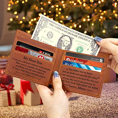 kullder Personalized Wallet for Son from Mom Gift Mens Engraved Wallet Leather to Son Gifts on Christmas, Birthday, Graduation4