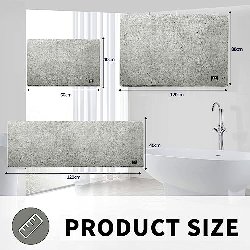 RTBQJ-AT Extra Large Bath Mat 120 x 80 cm Bathroom Mats, Non Slip Absorbent Grey Bath Mats for Bathroom Rug, Microfiber Soft Machine Washable Shower Mat Outside Shower - Cosy Home Interiors RTBQJ-AT Extra Large Bath Mat 120 x 80 cm Bathroom Mats, Non Slip Absorbent Grey Bath Mats for Bathroom Rug, Microfiber Soft Machine Washable Shower Mat Outside Shower - Image 2