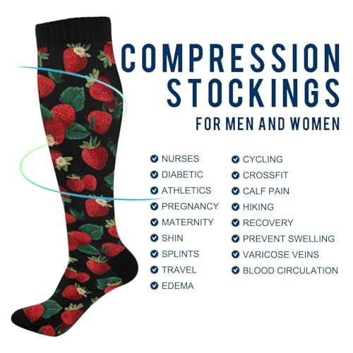 Image of Wusikd Heartbeat Symbol Compression Socks for Women and Men Circulation Black Long Socks for Athletic Running 1