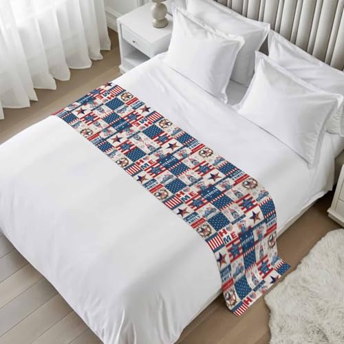 Independence Day Bed Runner for Twin Size Bed, 71'x20'...