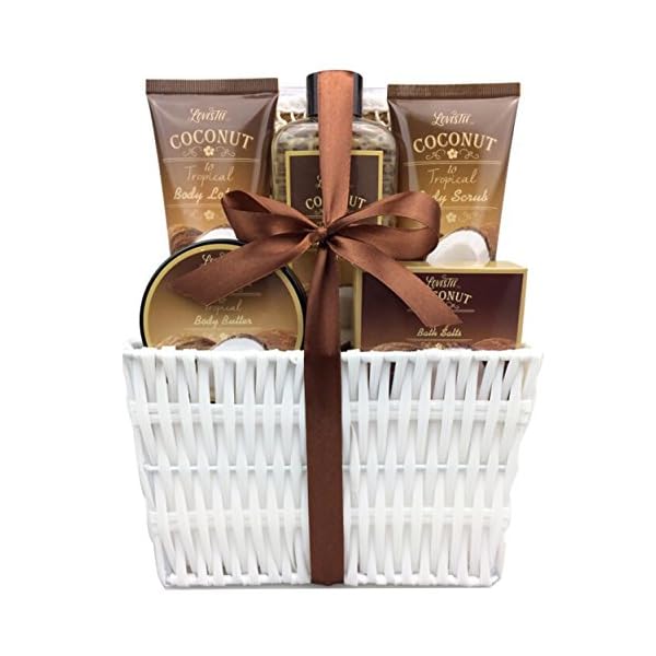 Spa-Gift-Baskets-Bath-and-Body-Set-with-Refreshing-Coconut-Fragrance-Lovestee-Bath-and-Body-Gift-Set-Includes-Shower-Gel-Body-Lotion-Body-Scrub-Body-Butter-Bath-Salt-and-Loofah-Back-Scrubbed Christmas Spa Gift Baskets Bath and Body Set with Refreshing Coconut Fragrance Lovestee - Bath and Body Gift Set Includes Shower Gel Body Lotion Body Scrub Body Butter Bath Salt and Loofah Scrubbed
