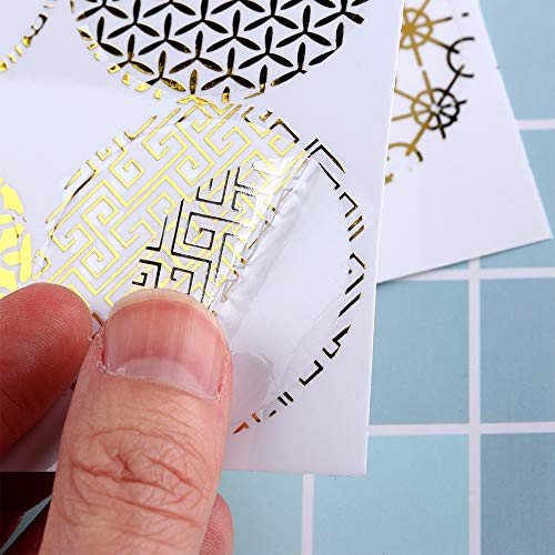image for YAOJOE 30 Sheets Decorative Gold Circle Envelope Seals Stickers Self-A