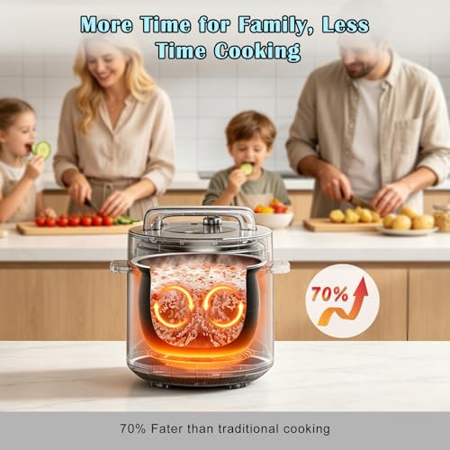 Image of Fullwill 8QT Electric Pressure Cooker Max, 12-in-1 Multi-Use Programmable with Ceramic Non Stick Pot for Saute,1200W Fast Cooking, Slow Cook, Steam, Yogurt, rice maker cooker,Family Meals & Gatherings