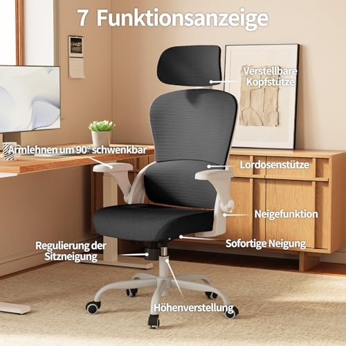Image of TRALT Office Chair Ergonomic Desk Chair, 330 LBS Home Mesh Office Desk Chairs with Wheels, Comfortable Gaming Chairs (1, White, Black)