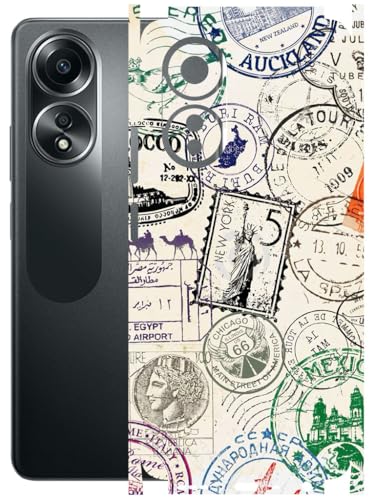 Image of AtOdds - Full Body Back Screen Guard Protector Film - Lamination Wrap Skin Sticker Compatible with Oppo A58 (4G) | Scratchproof Matte Finish (Stamps)