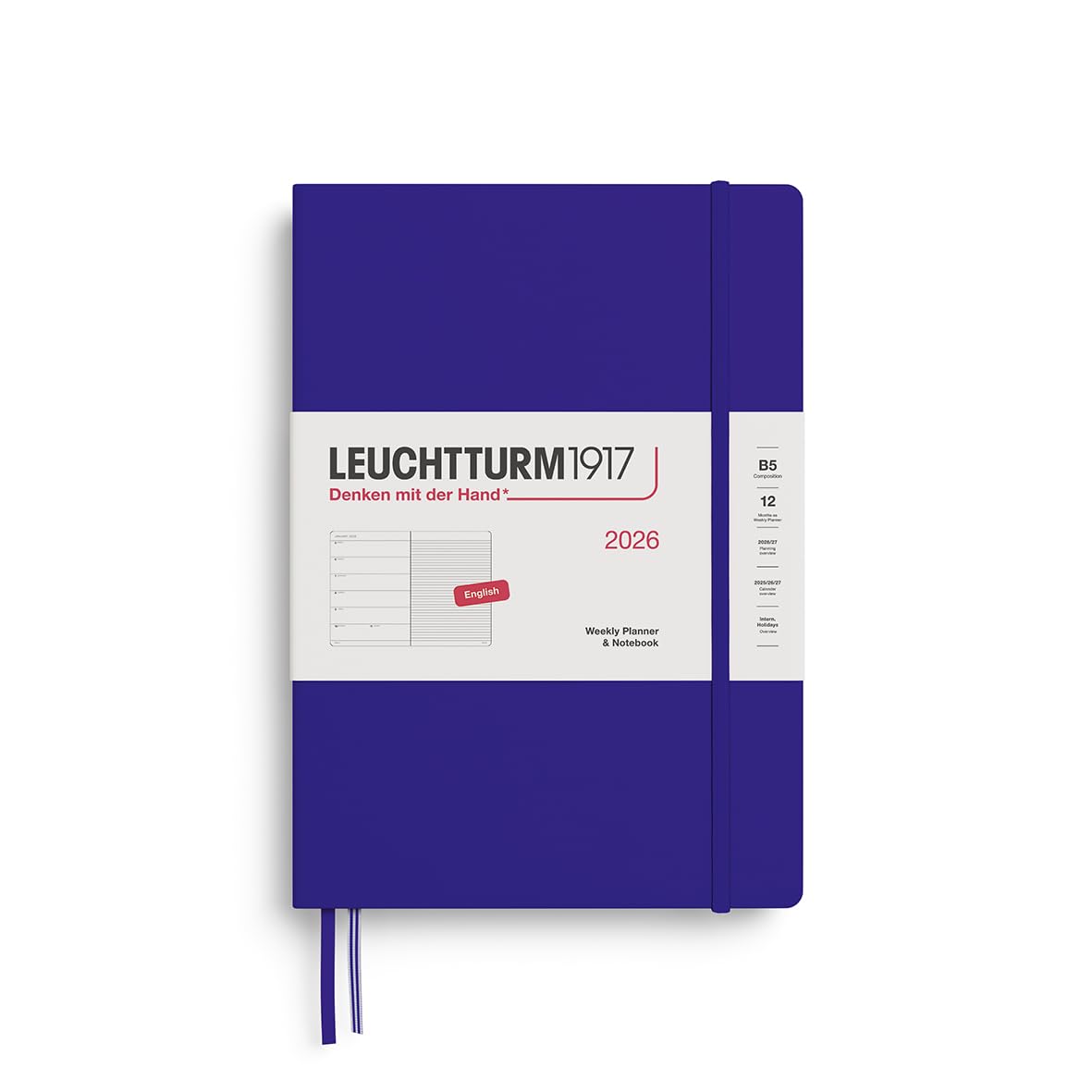 LEUCHTTURM1917 - Weekly Planner & Notebook 2026, Hardcover, Composition (B5), Ruled, Ink (Jan 1 - Dec 31, 2026)