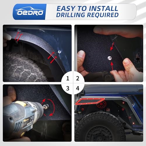 Image of OEDRO Front & Rear Steel Fender Flares for 07-18 Jeep Wrangler JK Unlimited