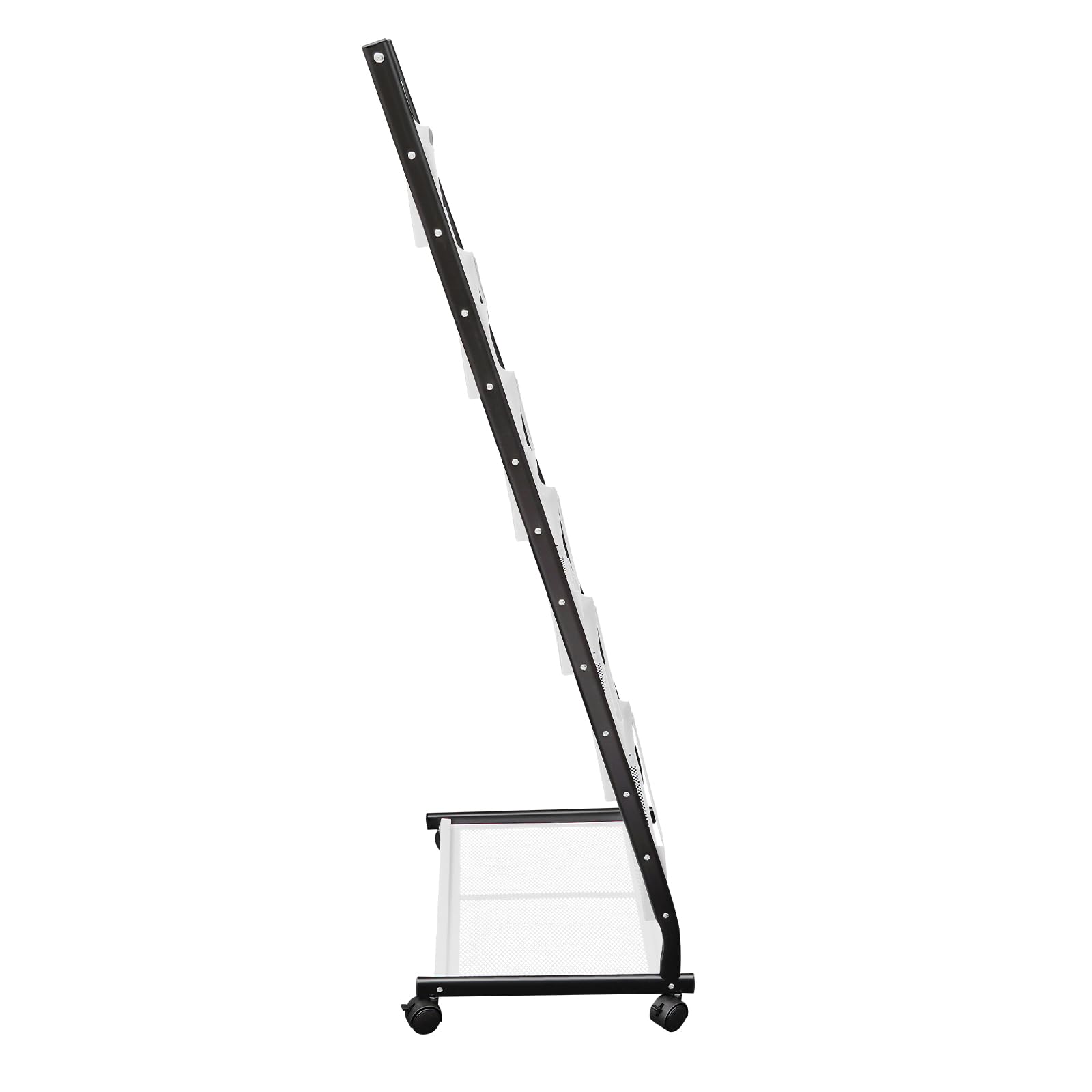 Supporto da pavimento a 6 livelli, 47,5 x 38 x 132 cm, portariviste con ruote, formato A4, in ferro, per caffetterie, ristoranti, uffici
