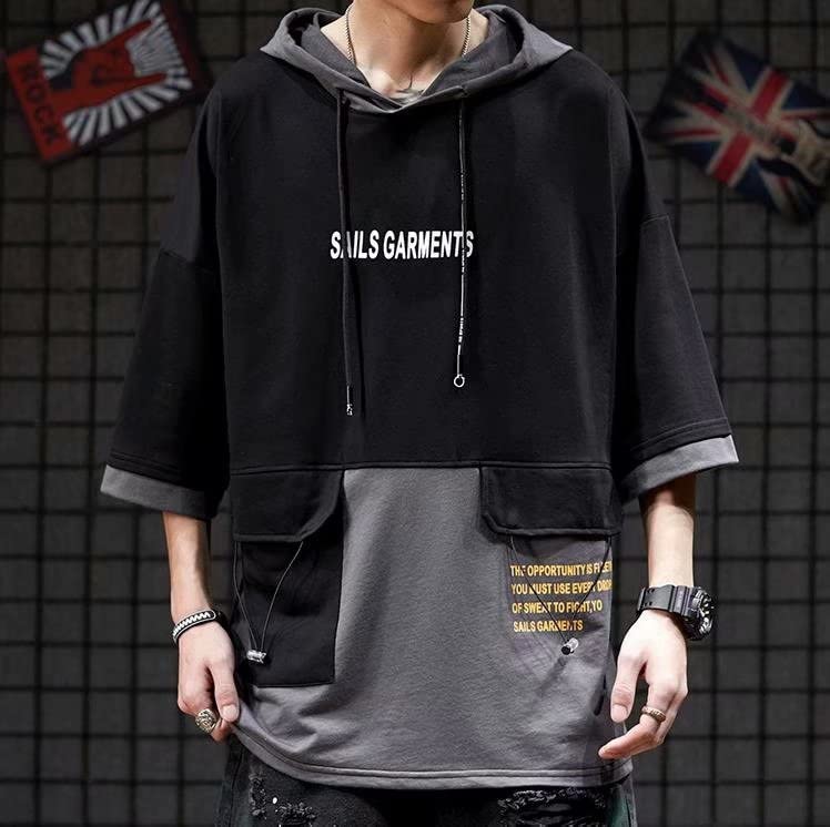 Y2K Women Men Emo Alt Grunge Hooded Shirt Tops, Short Sleeve Korean Casual Streetwear Hoodie Sweatshirt, Spring Summer2