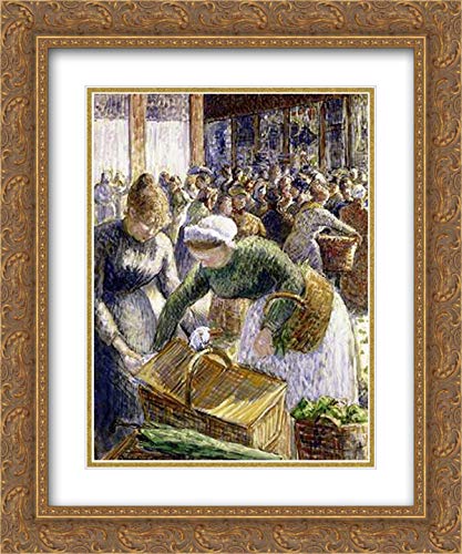 Pissarro, Camille 28x34 Gold Ornate Frame and Double Matted Museum Art Print Titled Market at Pontoise, Paris