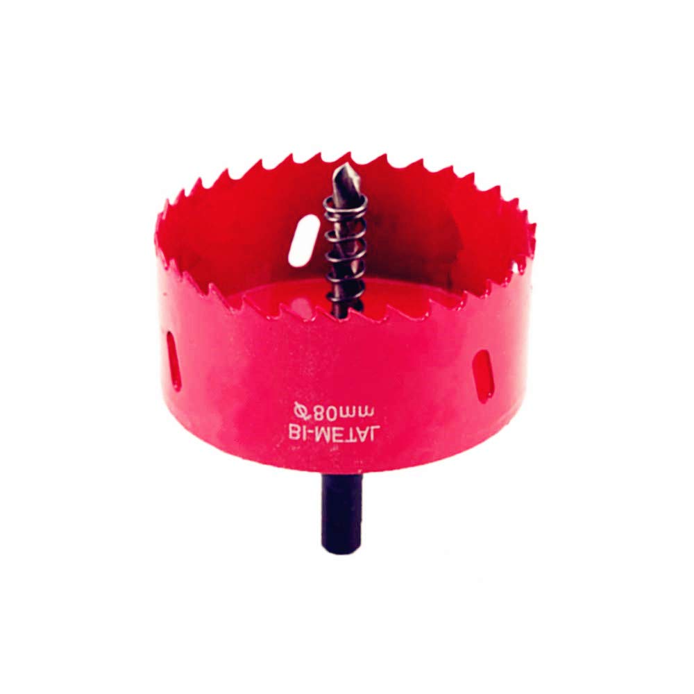 M42 HSS Bi-Metal Hole Saw with Hexagon Adapter and Centring Drill for Wood Iron Sheet Pipe Plastic (80MM)